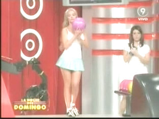 Hot Little Blonde Makes Upskirt Magic Bowling On Tv