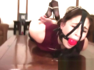 Frogtied And Drooling In Pantyhose Bondage