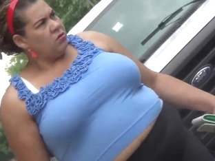 Latina Milf In Blue Shirts With Huge Tits