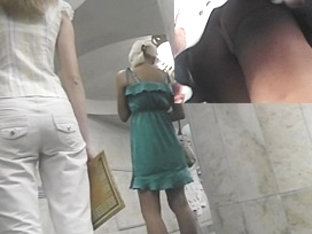 Agreeable Upskirt Blond Hotty In Green