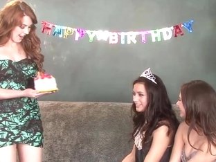 Horny And Hot Babes Gave Her More Than Birthday Surprise