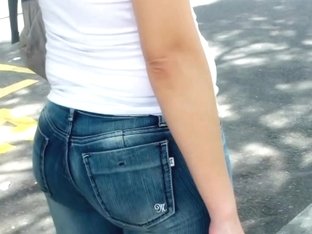 Slightly Chubby Bum In Jeans Caught On Hidden Camera