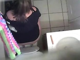 Camera Installed In A Ceiling Filming Women Pissing