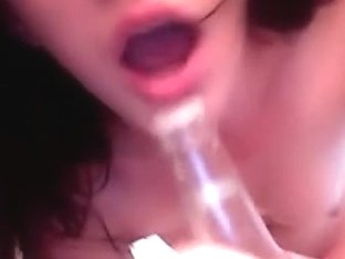 A Gal Masturbates With A Bottle