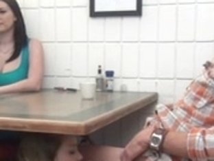 Daughter Gives Footjob And Bj To Not Her Daddy Underneath The Table