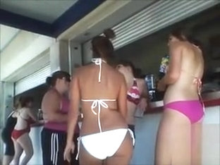 Gorgeous Maids Having A Drink In Their Bikinis