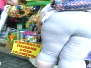 Russian Bbw On The Street Has A Fat Ass In Tight Pants