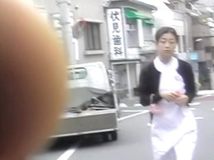 Adoring Oriental Nurse Flashes Her Bum When Some Sharking Lad Lifts Her Uniform