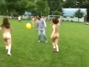 Naked Asian Girls Play Soccer With The Guys