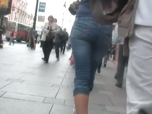 Golden Haired Beauty With Bangs Walks The Streets Candid Porn