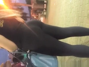 Brunette Girl In Black Legging Nice Ass