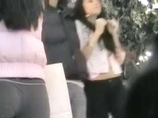 Sexy Black Hair In Tight Jeans Candid Stalk Camera