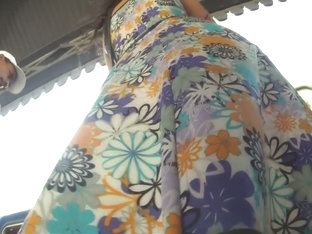 Cutie In A Flowery Dress Makes For Hot Upskirt Magic