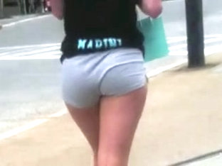 Bubble Butt Teen With Grey Shorts Picks Wedgie