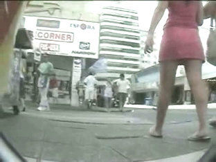 Cute Bimbo In Pink Skirt Caught On Upskirt Video On The Street