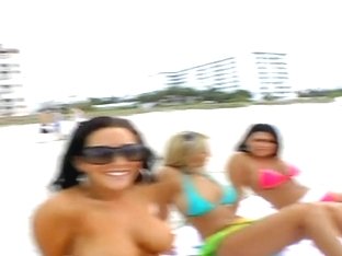 Three Funny And Busty Curves Spend Time Nice At The Beach
