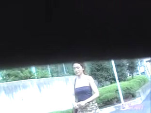 Sexy Asian With A Thong Got Her Skirt Sharked While Walking