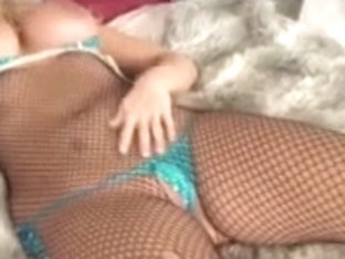 Excited Golden-haired Mother I'd Like To Fuck Bound To Couch Masturbating In Fishnets