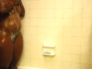 My Phat Ass Ebony Gf Takes A Shower In Homemade Scene