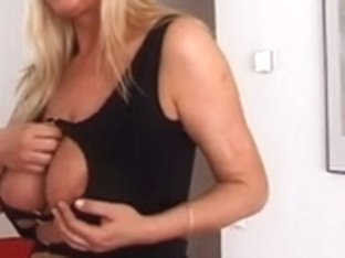 Sexy Busty Blonde Mature Slut With The Tits Stripping
