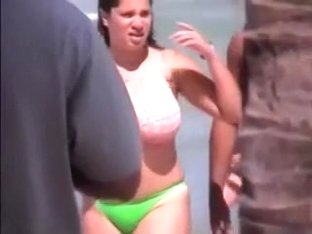 Spying On Chunky Mother I'd Like To Fuck With Biggest Natural Breasts On A Beach