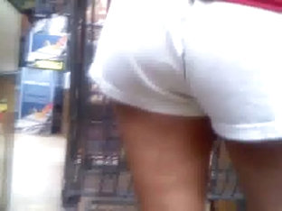 White Shorts With No Panties On Spied At Grocery Store!