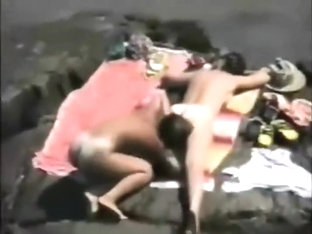 Lesbian Girls Caught Fingering On A Beach