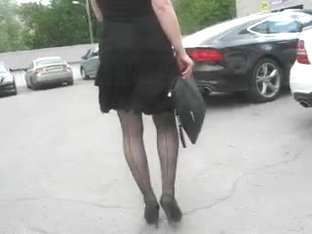Girl In Seamed Stockings In A Windy Day 2