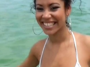 Sexy Teen Latina Mercedes Cash Has Some Fun At The Beach