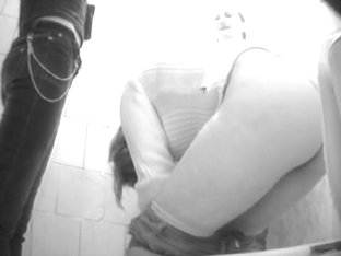 Two Amateur Girls In Turns Show Asses Pissing On Toilet
