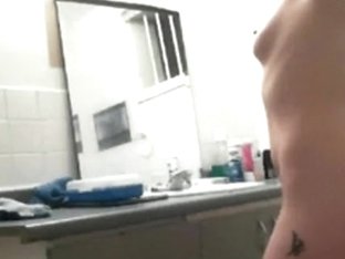 Emo Babe Strips In The Bathroom