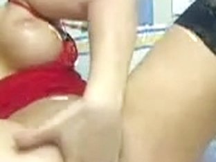 Big Tits Brunette Fucks A Dildo