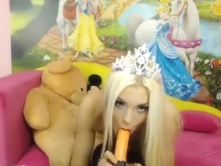 Blonde Sucherdoll Dancing With A Pole And Plays With A Dildo
