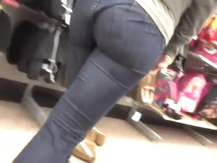Woman In Tight Jeans Pants Bending Over