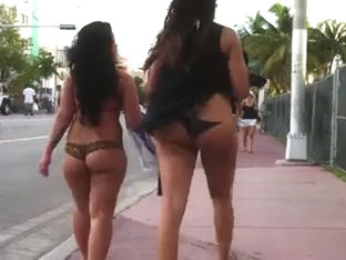 Latinas In Miami Florida Walking In Thong String -voyeur Ass