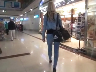 Nice Ass Blonde In Tight Jeans Pants