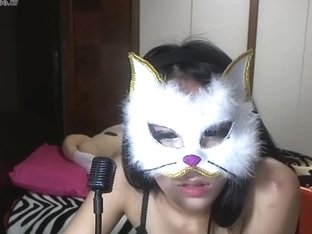 Sexy Asian Masked As A Cat Teasing On Webcamera
