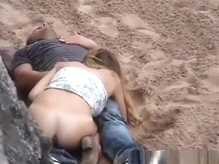 Horny Chick Riding Cock In Public Beach
