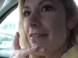 Public Car Bj From Golden-haired Angel