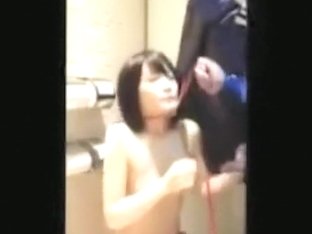 Asian Girl Has Sex With Her BF In A Public Toilet