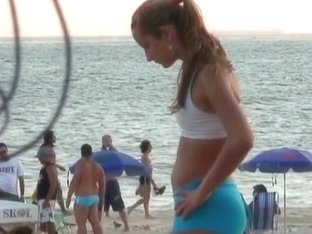 Hot Beach Voyeur With Hot Babes In Tight Shorts Playing Volleyball