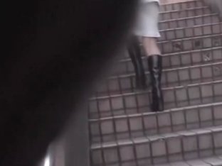 Hot Voyeur Scenes Of Girls Upskirt On Stairs
