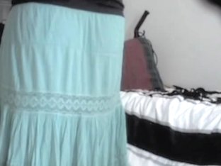 Amateur Woman Lifts Her Long Skirt Up Uncovering White Ass