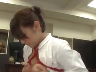 Tied Up Secretary Chihara Nakai Rides A Cock Until He Cums