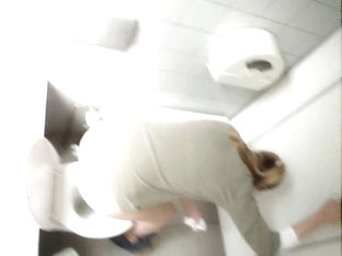 Hot Blonde Slut Pissing In The Toilet