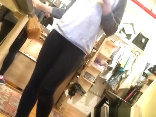 Black Leggings Nice Ass And Down Blouse