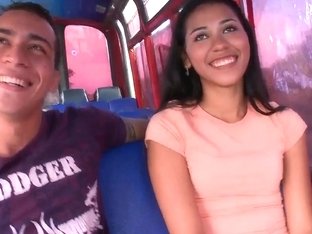 Young Latina Carolina Gets In To Culioneros Bus