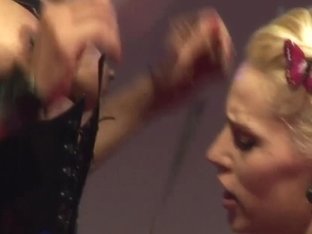 2 Wild Harlots Have A Fun Lesbo Sex On The Stage