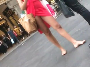 Barefooted girl and some upskirts