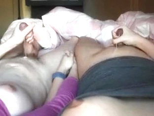 Trannys lay down and cum together